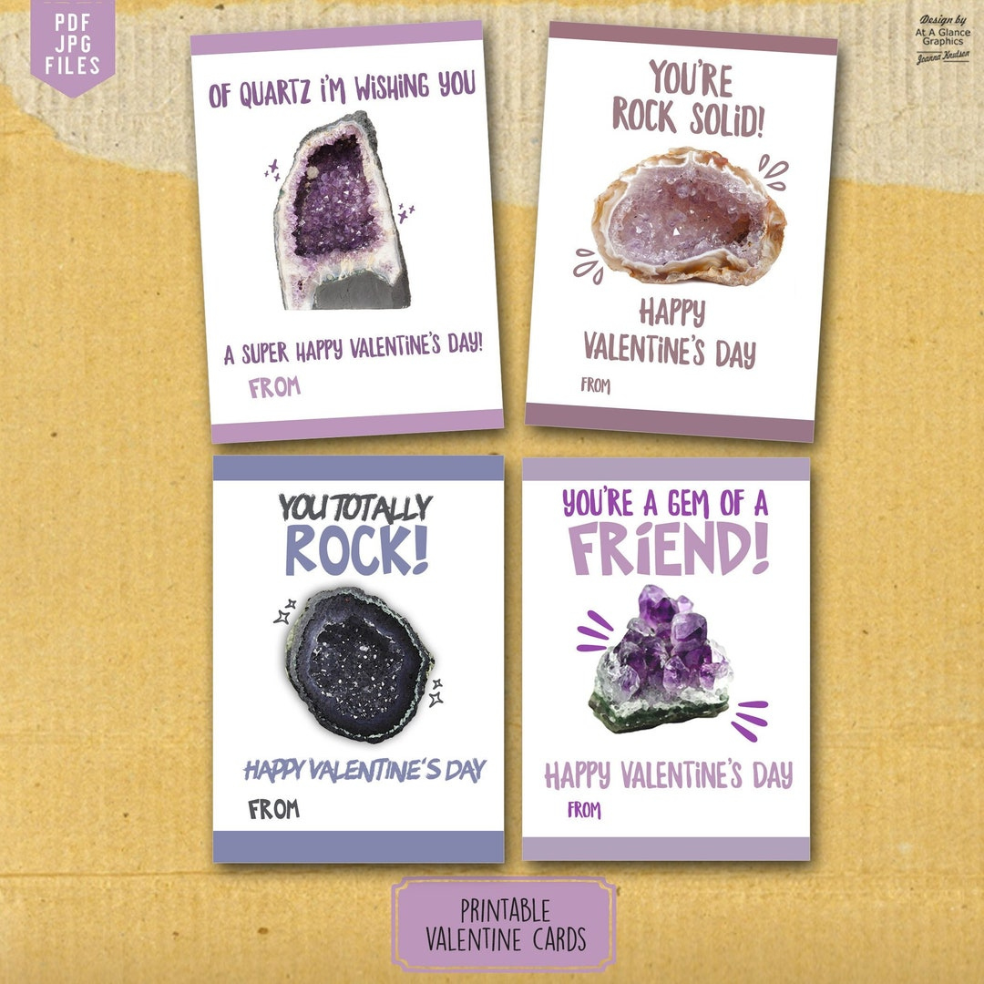Geode Valentine Cards, Crystal Valentine Cards, Quartz Valentine with regard to Free Printable Geode Valentine Cards