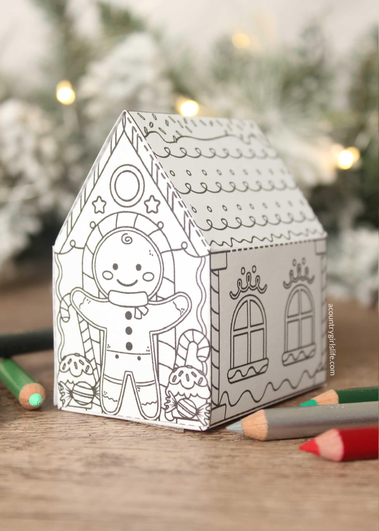 Gingerbread House To Color (Free 3D Printable) - A Country Girl'S Life with regard to Printable Template For Gingerbread House