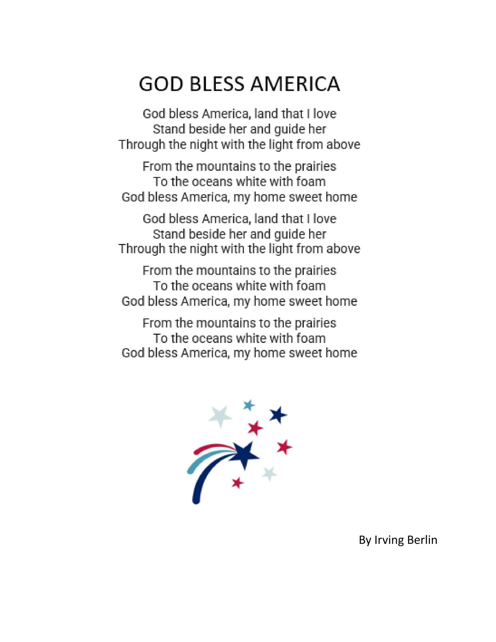 God Bless America Lyricsstarlingavenue - Issuu with regard to Printable Words to God Bless America