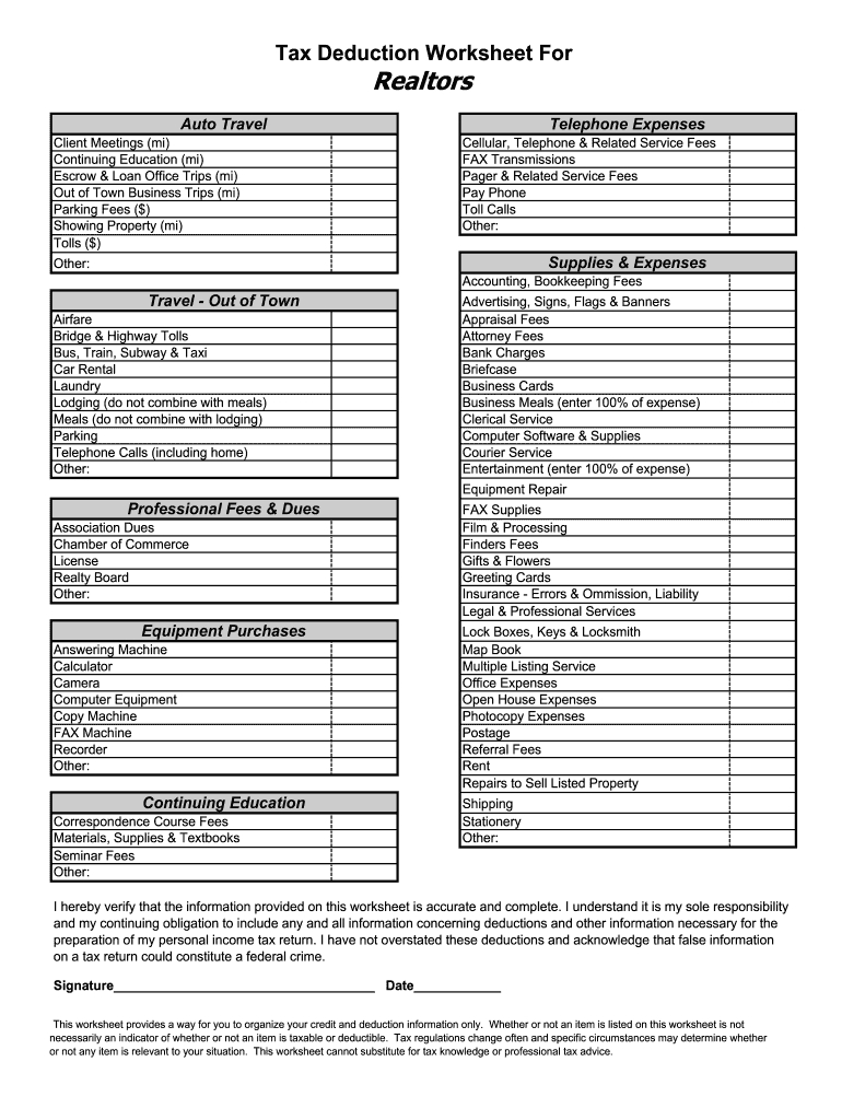 Haller Group Az Tax Deduction Worksheet Form - Fill Online within Free Printable Tax Deduction Worksheet