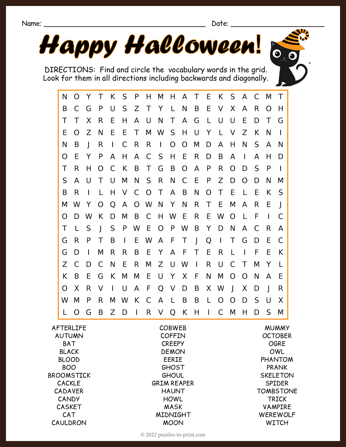 Halloween Word Search in Halloween Word Search Puzzles Printable