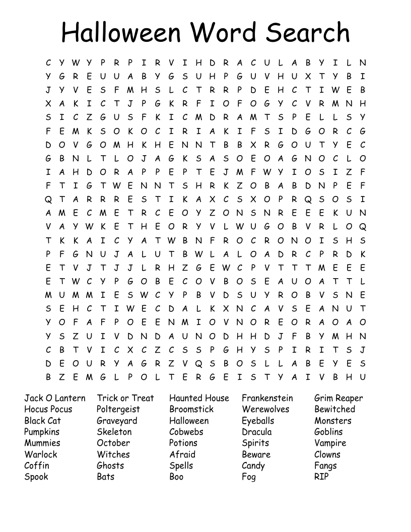 Halloween Word Search - Wordmint within Free Printable Difficult Word Searches
