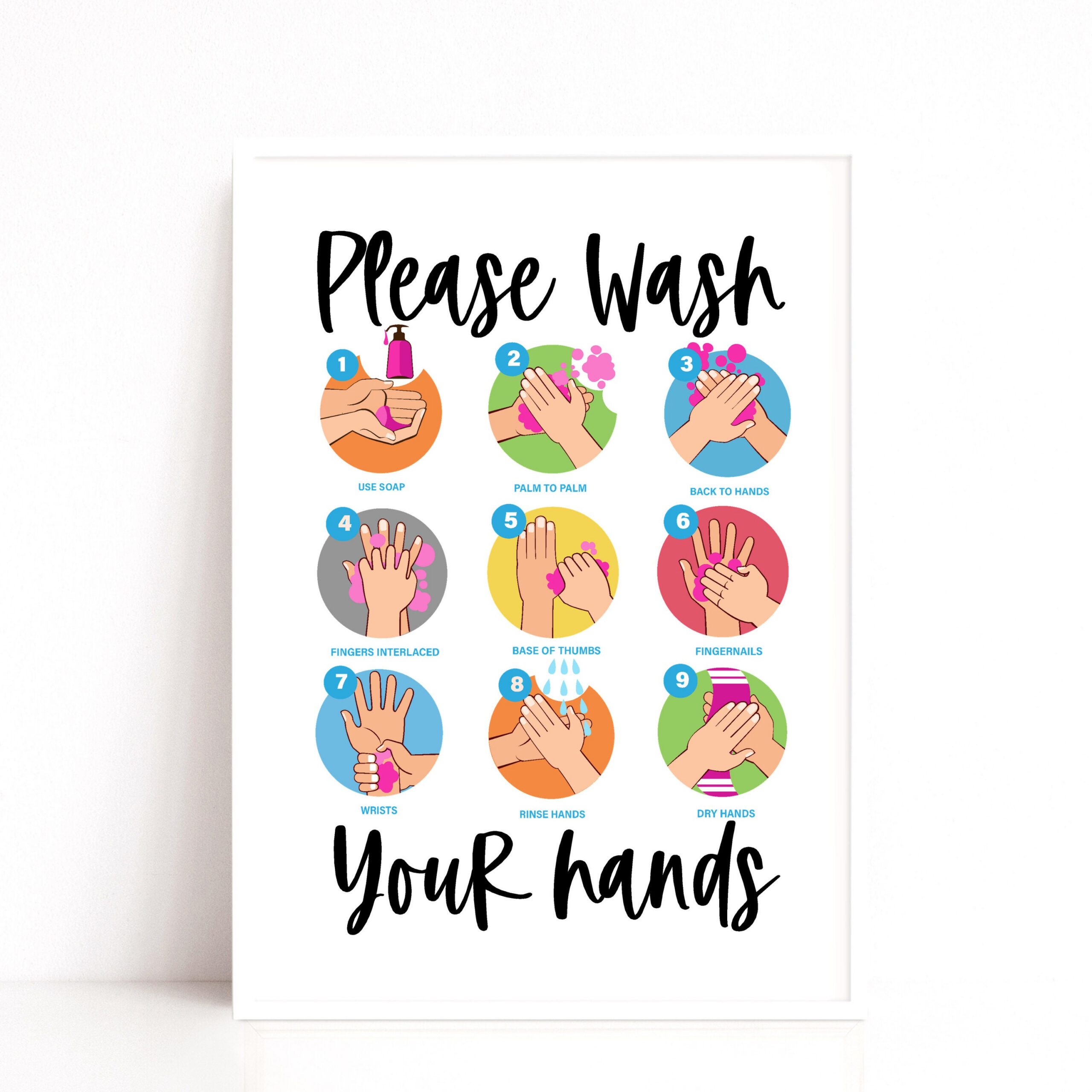 Hand Wash Poster: Bathroom Sign (Digital Download) - Etsy for Wash Your Hands Sign Printable