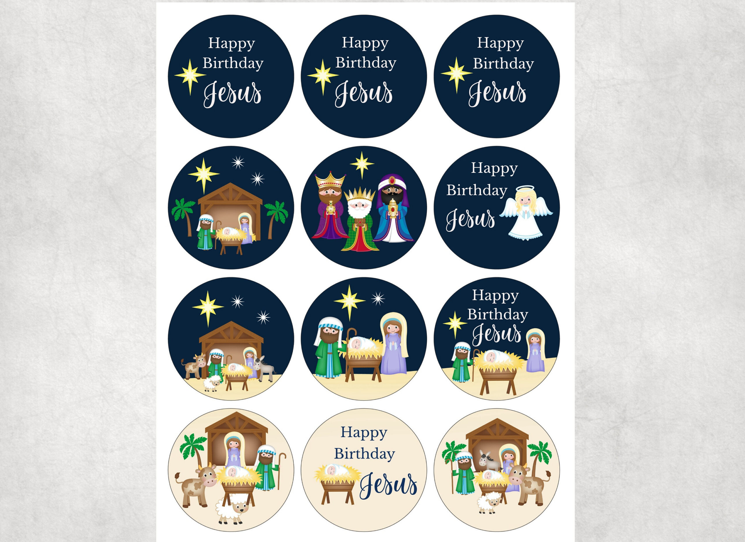 Happy Birthday Jesus Cupcake Toppers: Nativity Printables (Digital regarding Jesus Birthday Cupcake Toppers Free Printable