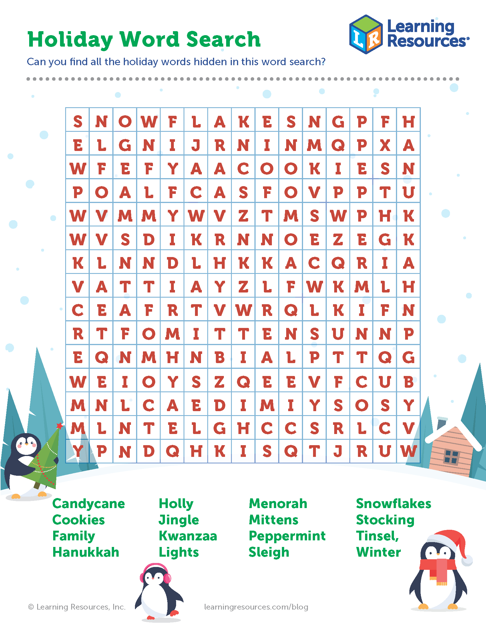 Holiday Word Search Printable | Learning Resources intended for Winter Holiday Word Search Printable