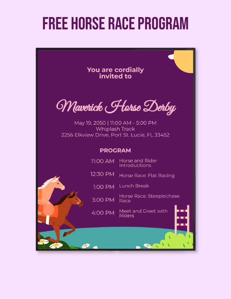 Horse Race Program In Illustrator, Word, Psd - Download | Template with regard to Printable Horse Racing Program For Today