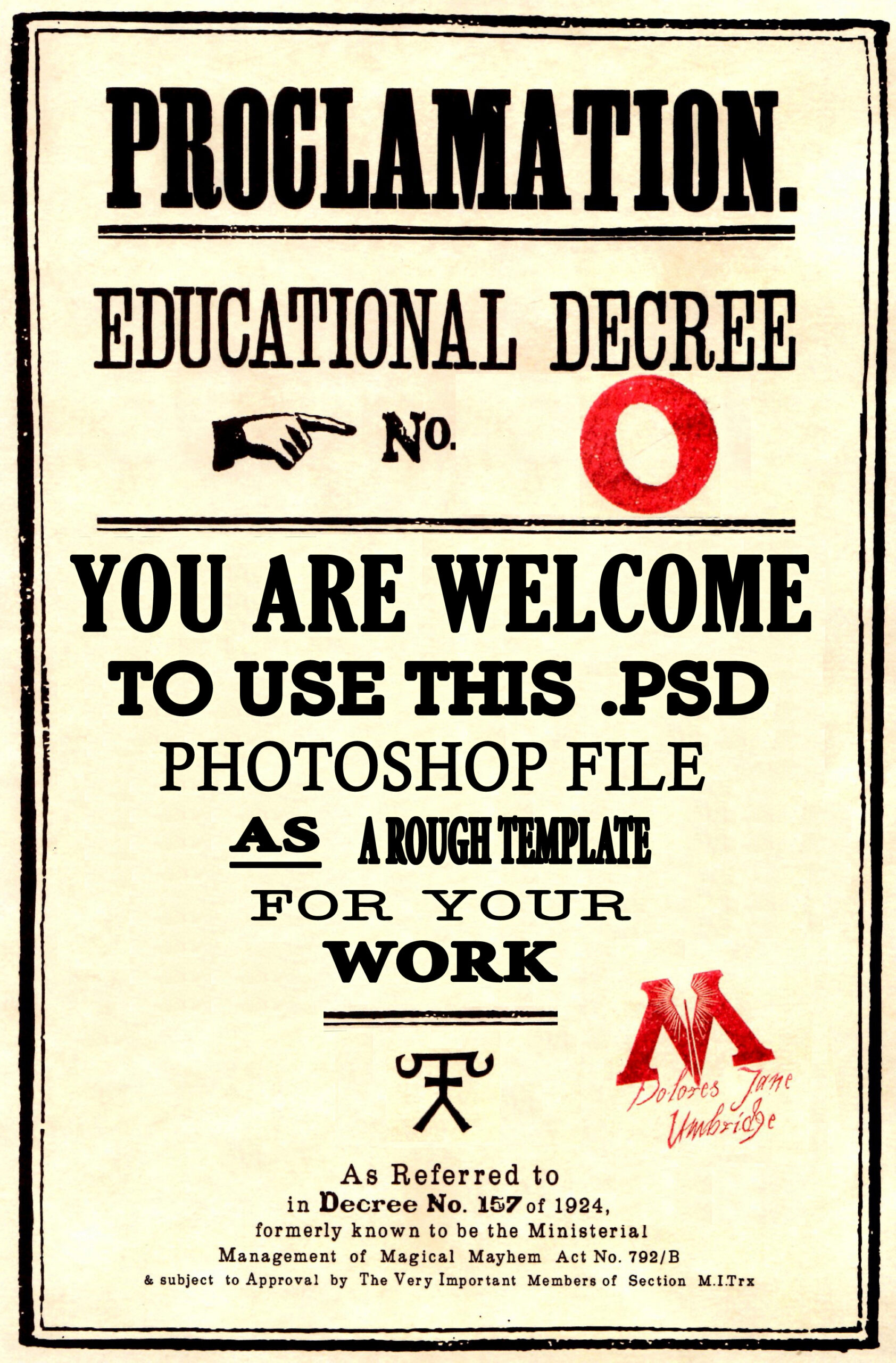 Hp Educational Decree Templatekyliesmiley16 On Deviantart pertaining to Educational Proclamations Harry Potter Printable Free
