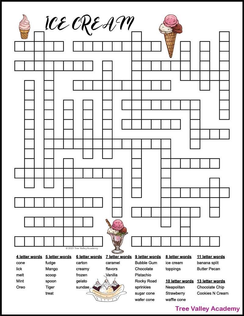 Ice Cream Fill In Puzzle - Tree Valley Academy pertaining to Free Printable Fill in Puzzles