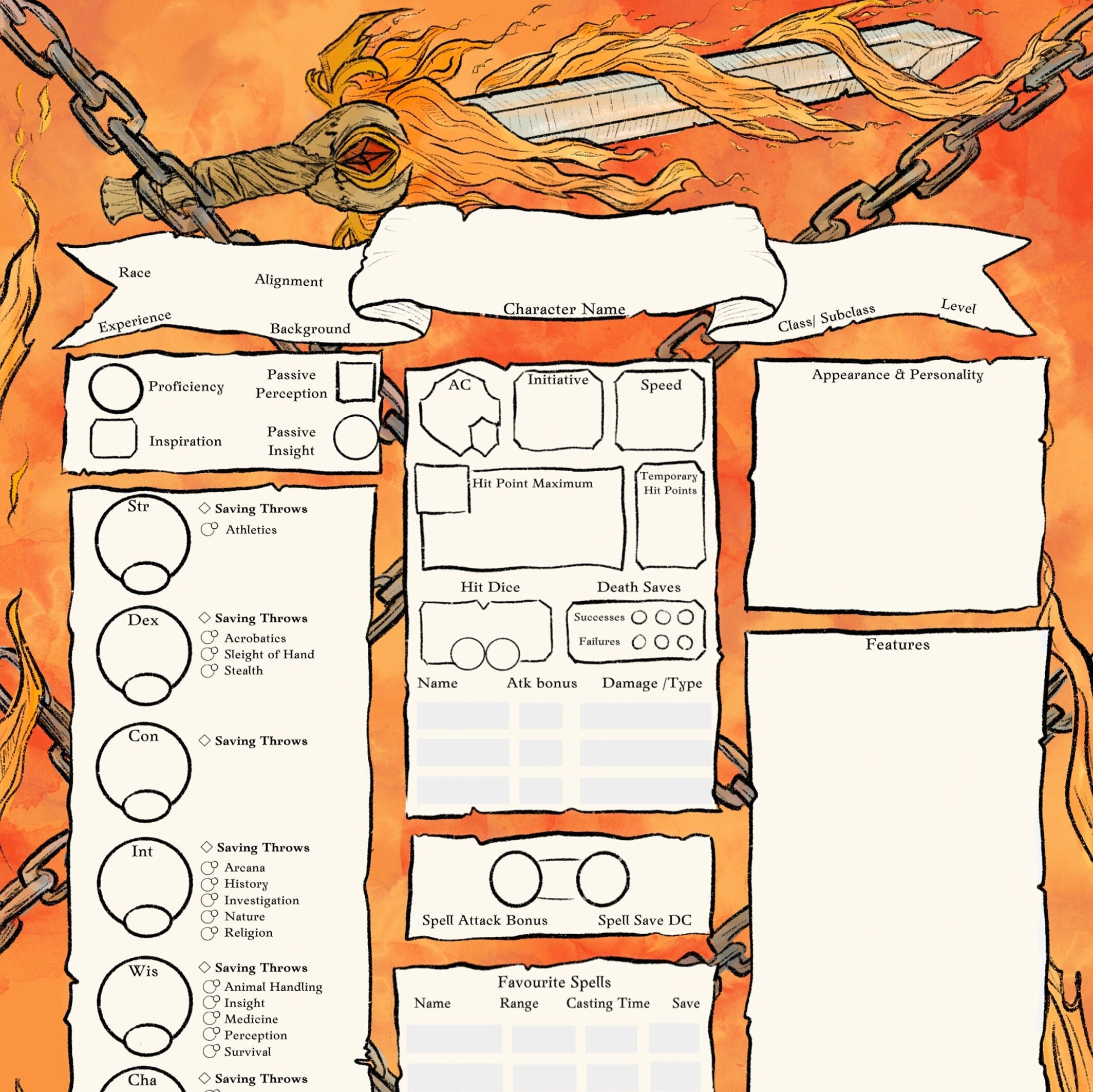Inferno / Dnd Character Sheet Pdf / Dnd 5E Character Sheet Druide with Printable Dungeons And Dragons Character Sheet