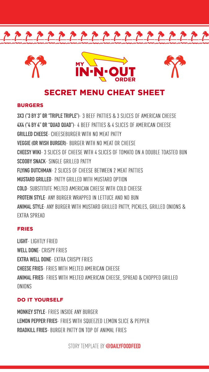 Innoutsecretmenu 🍔🍟 intended for In and Out Printable Menu