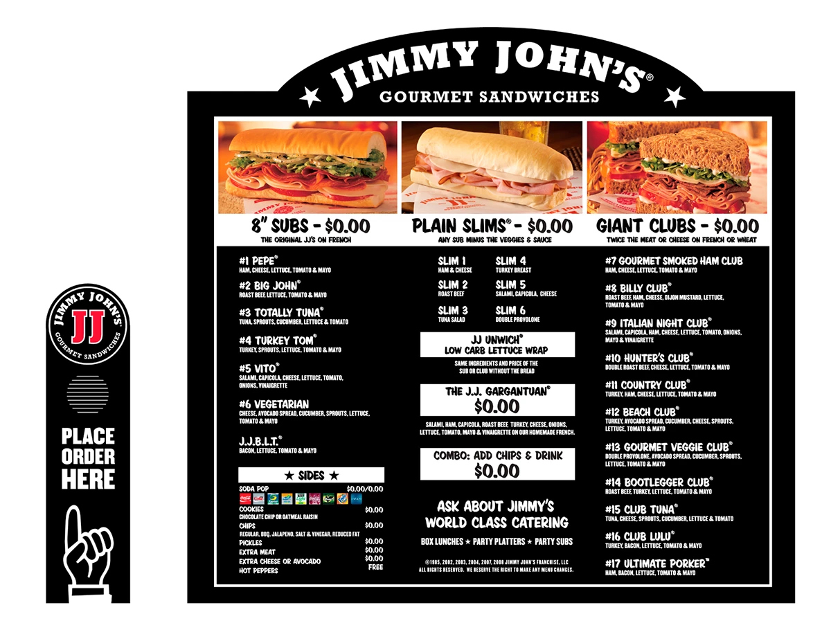 Jimmy John'S Menus :: Behance within Jimmy John's Printable Menu