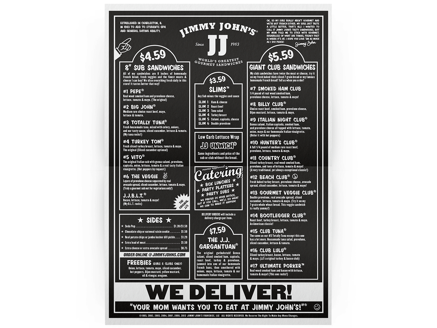 Jimmy John'S Menus :: Behance within Jimmy John's Printable Menu