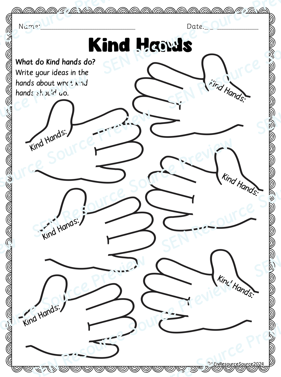 Kind Hands Worksheet | Teaching Resources within Kindness Activity For Kindergarten Printable