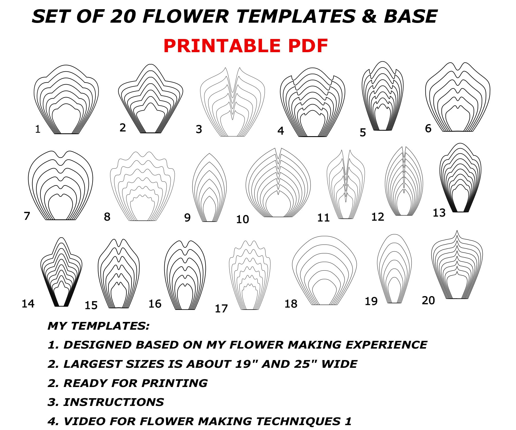 Large Paper Flower Printable Paper Flower Templates Giant Paper with Printable Flower Petal Template Pattern