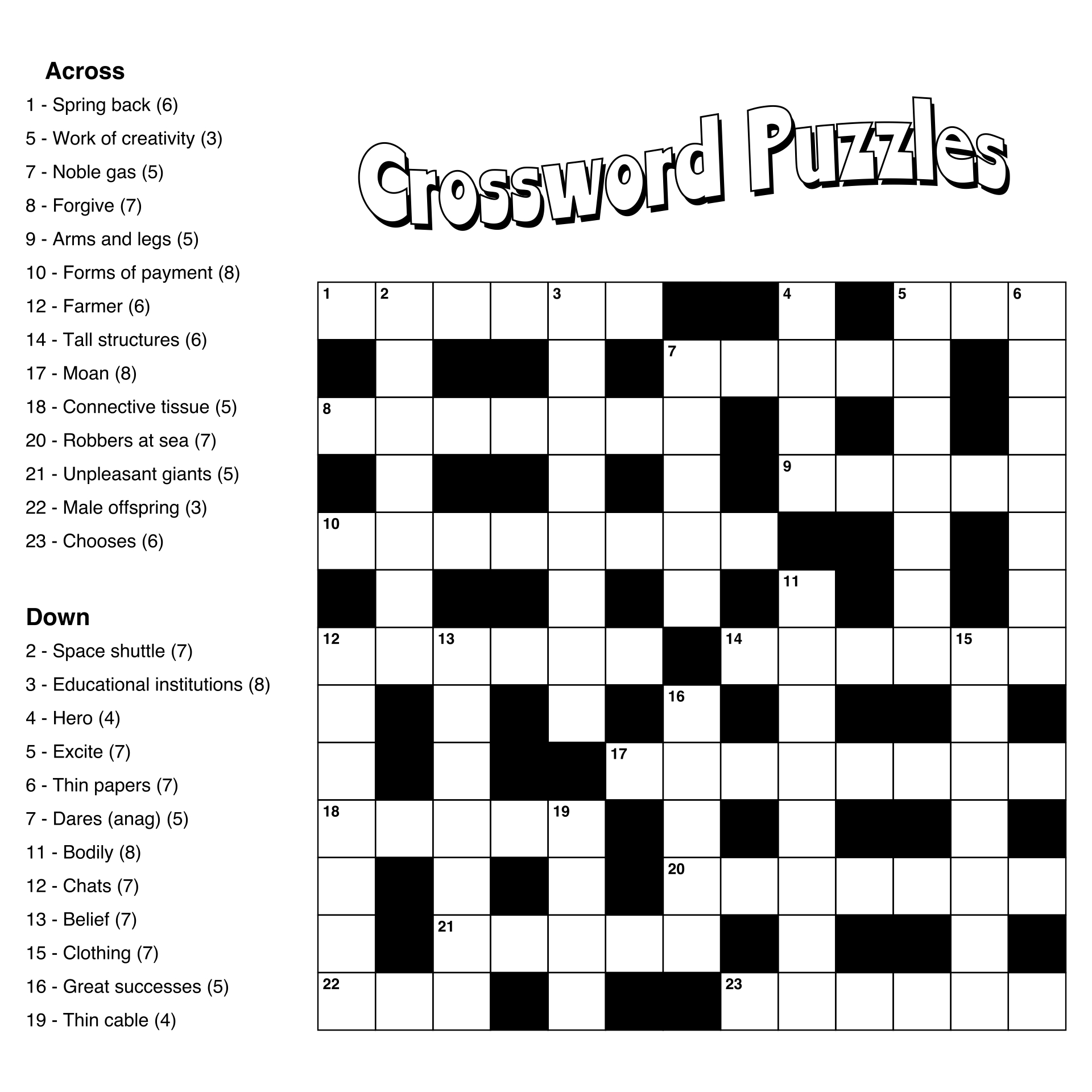 Large Print Easy Crossword Puzzles - 10 Free Pdf Printables intended for Free Printable Crossword Puzzles Easy