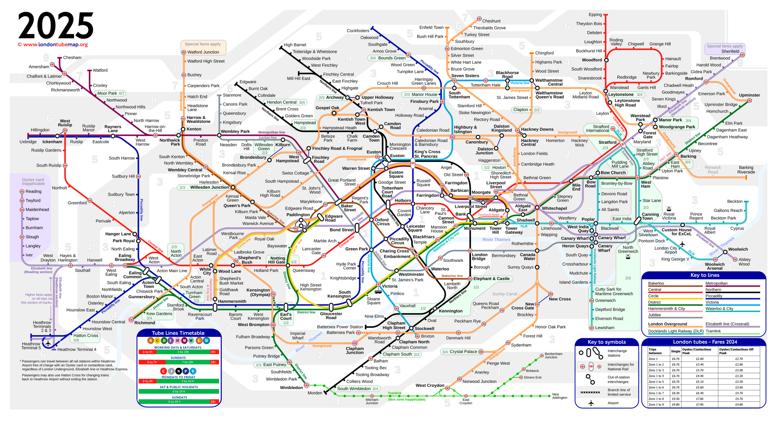 London Tube Map, Updated 2025 within Large Printable London Underground Map