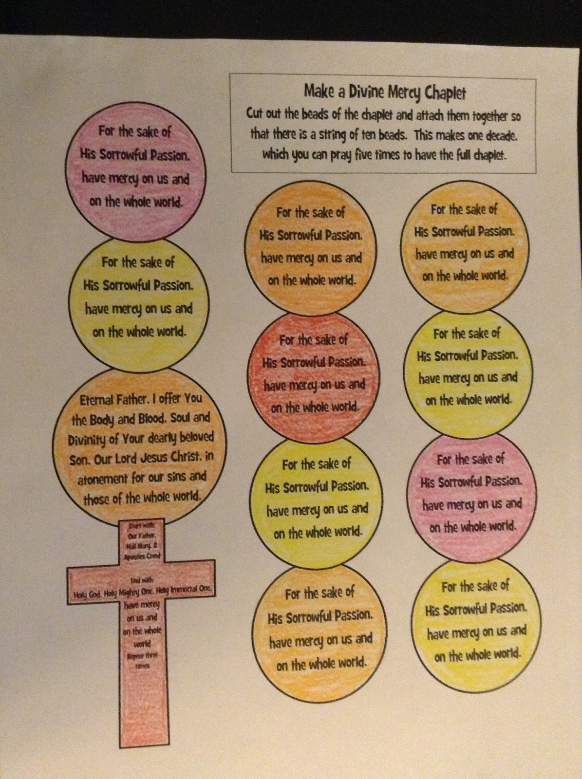 Look To Him And Be Radiant: Pop Out Divine Mercy Chaplet regarding Free Printable Divine Mercy Chaplet