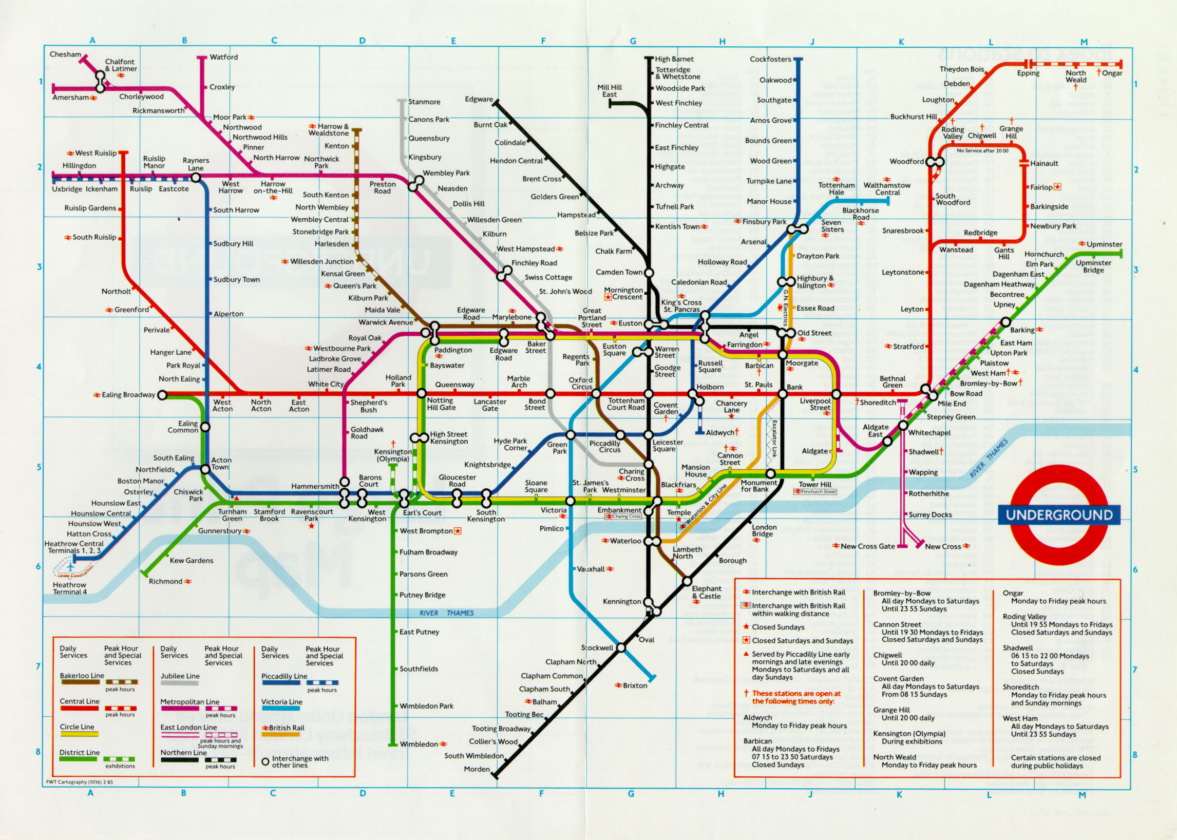 Map; Large Print Pocket Underground Map, 1985 | London Transport inside Large Printable London Underground Map