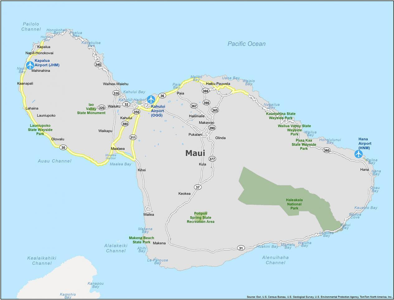 Map Of Maui Island, Hawaii - Gis Geography pertaining to Printable Map of Maui Hawaii