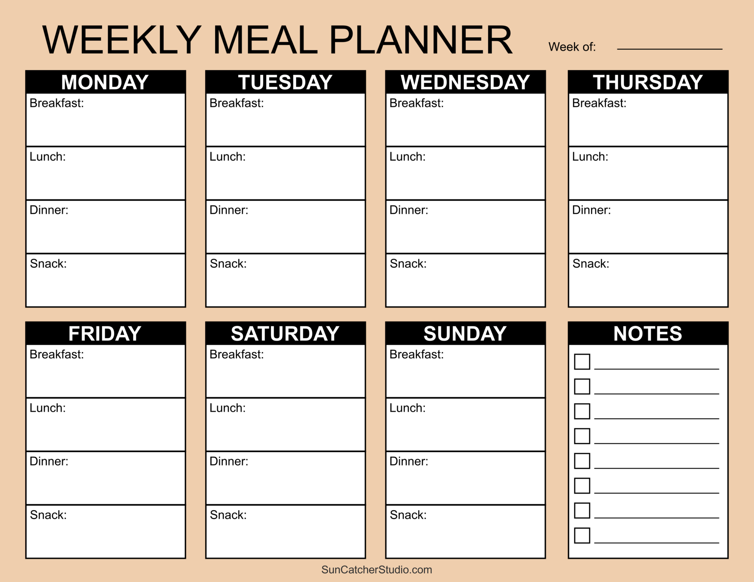 Meal Planners: Printable Weekly Menu Templates (Pdf) – Free intended for Free Printable Weekly Meal Planner Template
