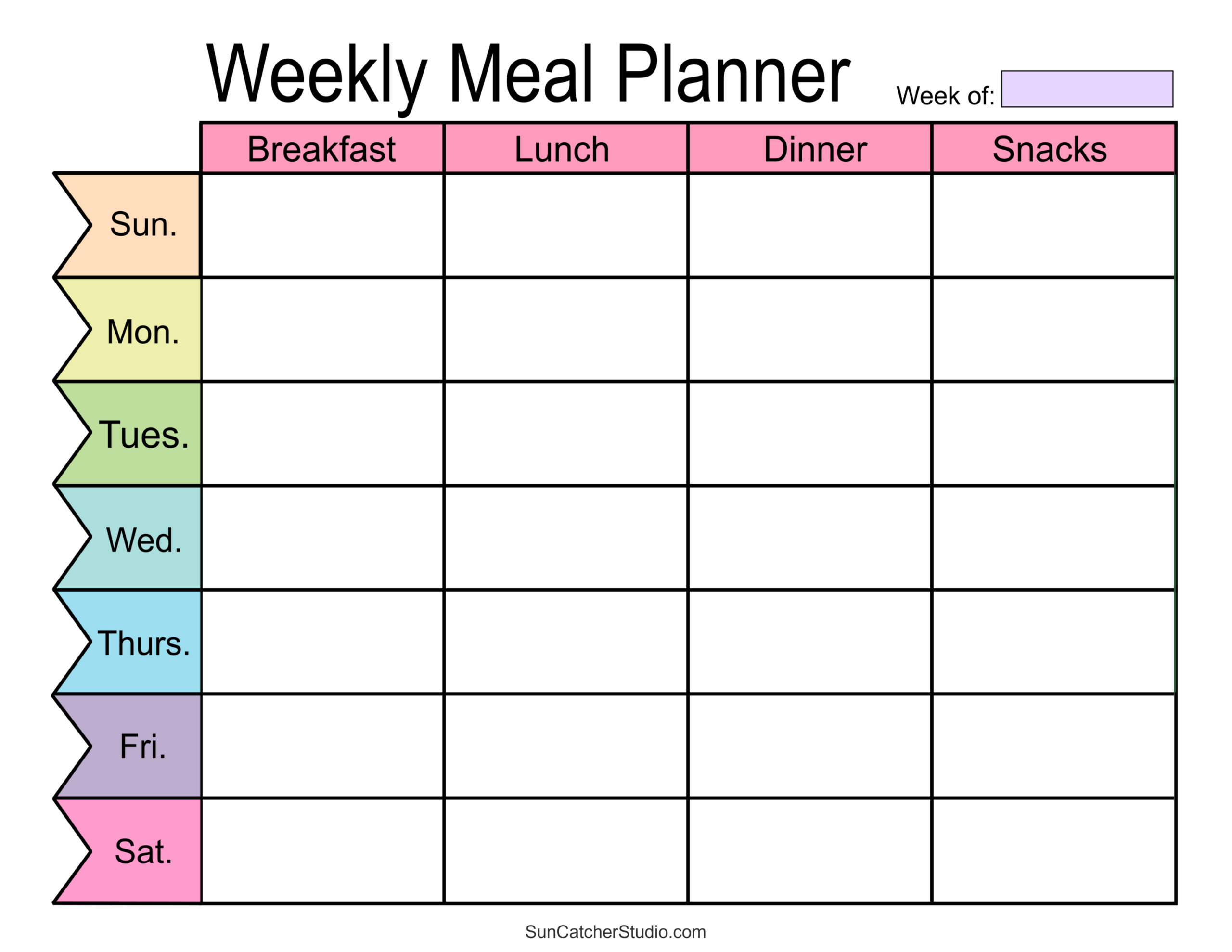 Meal Planners: Printable Weekly Menu Templates (Pdf) – Free throughout Free Printable Weekly Meal Planner Template