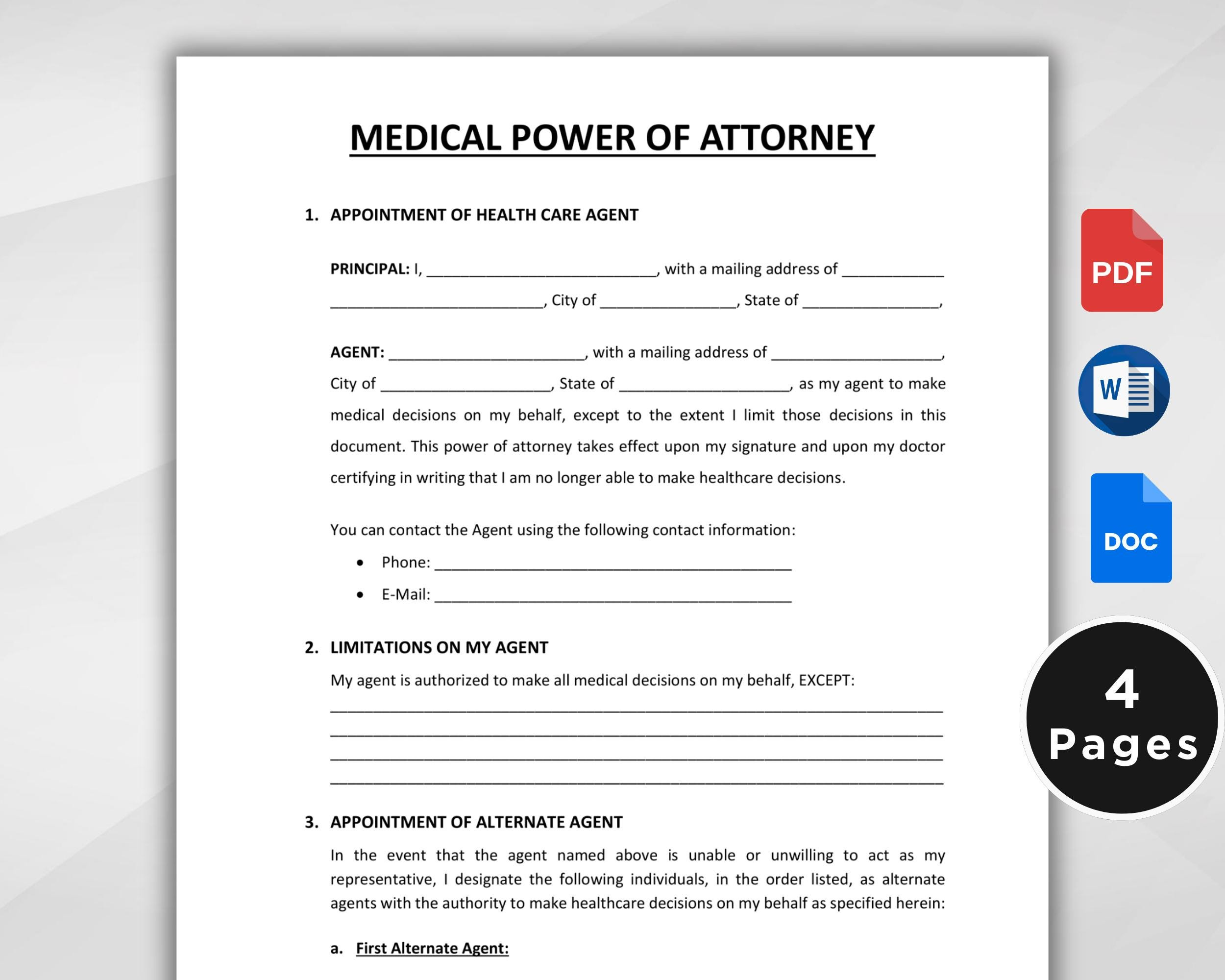 Medical Power Of Attorney Form. Printable Medical Power Of regarding Printable Medical Power of Attorney