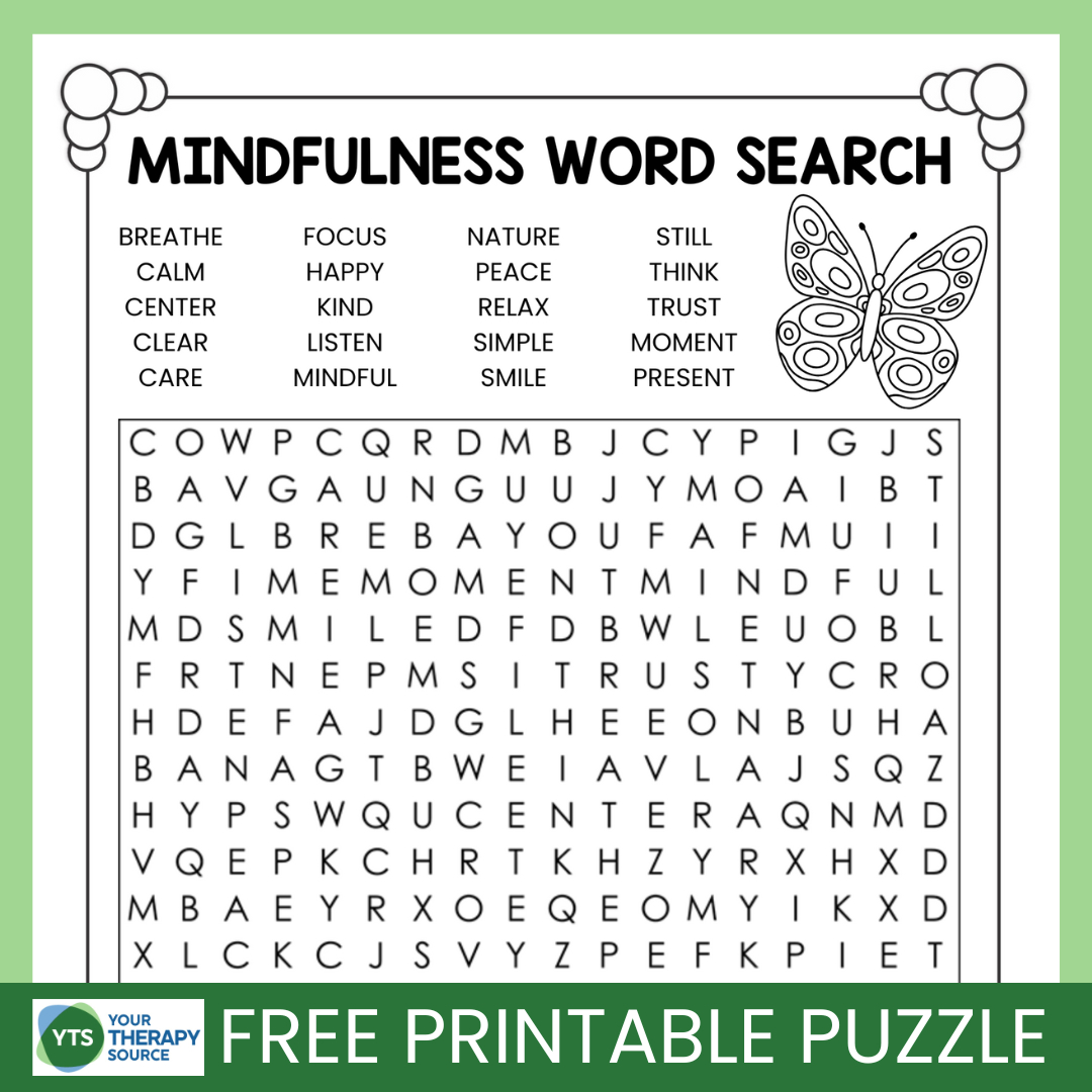 Mindfulness Word Search Puzzle Free Printable - Your Therapy Source pertaining to Free Printable Word Search Puzzles