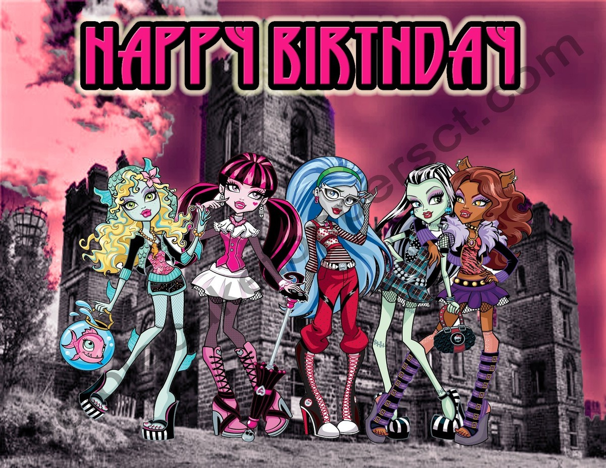 Monster High Personalized Edible Print Premium Cake Topper regarding Monster High Cake Topper Printable