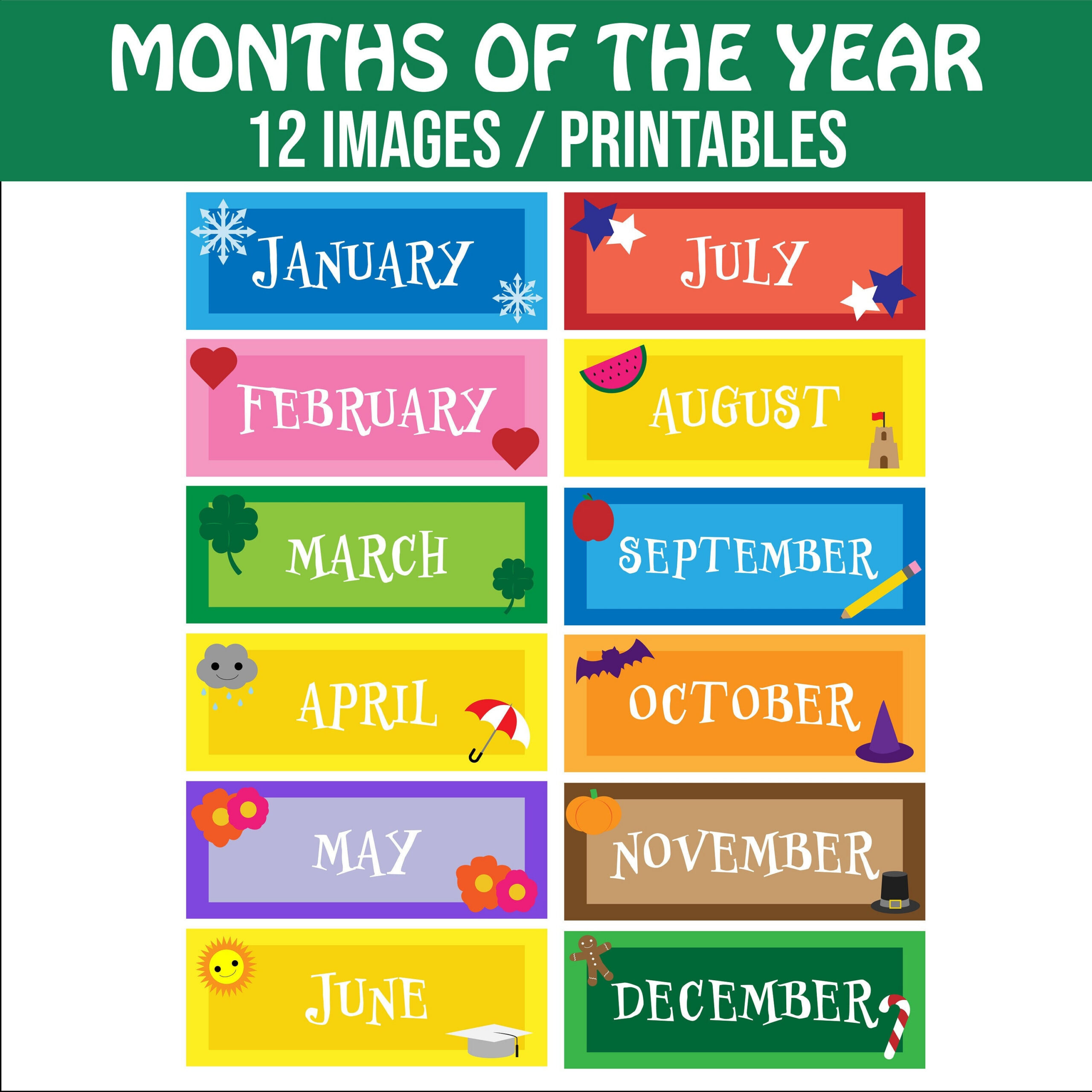Months Of The Year Printable - 12 Images / Printables For Classroom Calendar - Classroom / Powerpoint / Teacher Resource intended for Free Printable Months Of The Year