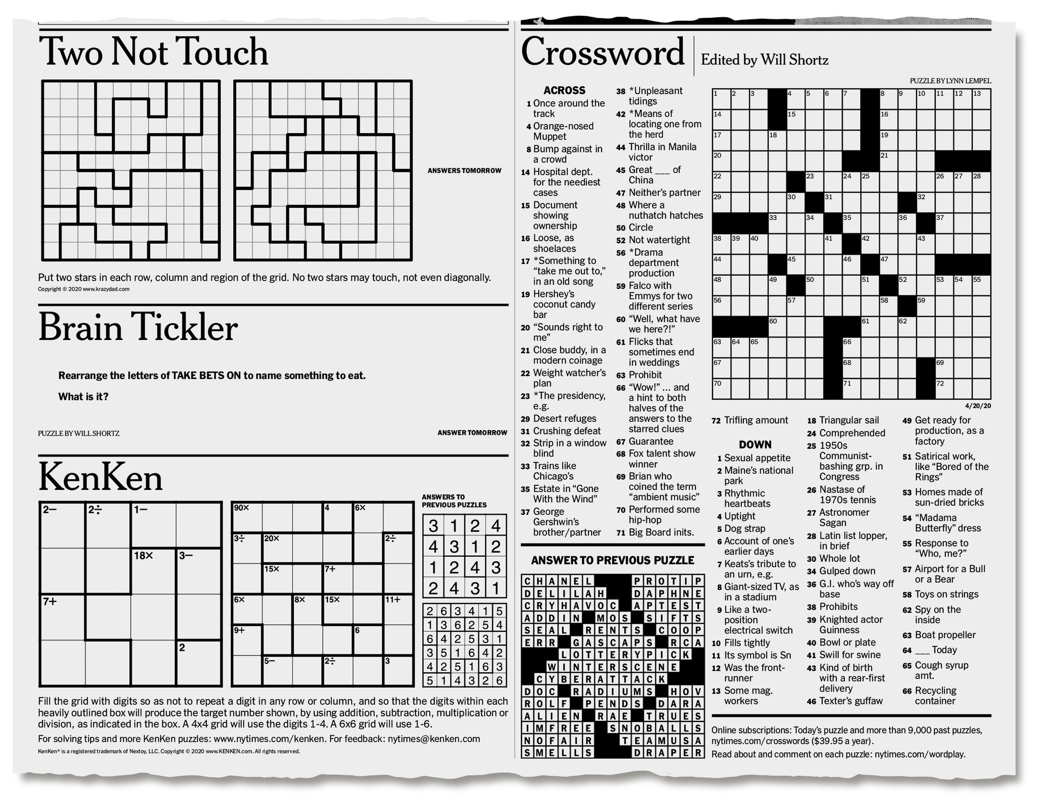 More Puzzles To Pass The Time - The New York Times in Ny Times Crossword Free Printable