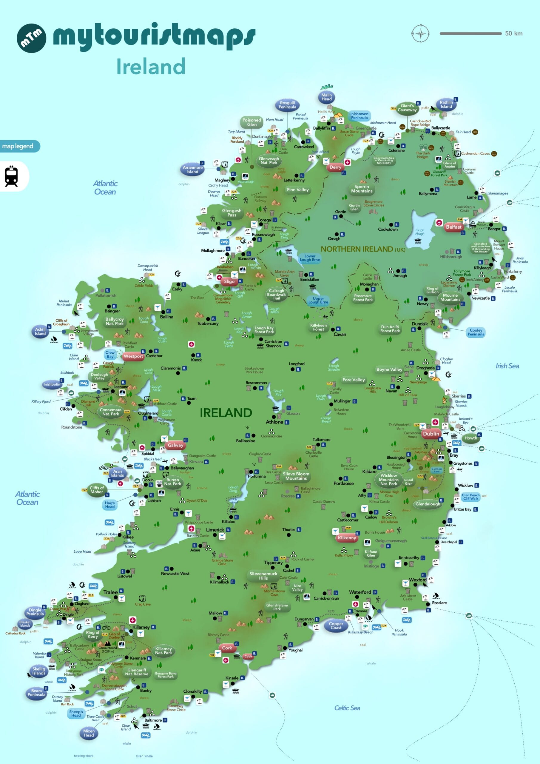 Mytouristmaps - Interactive Travel And Tourist Map Of Ireland for Tourist Map Of Ireland Printable