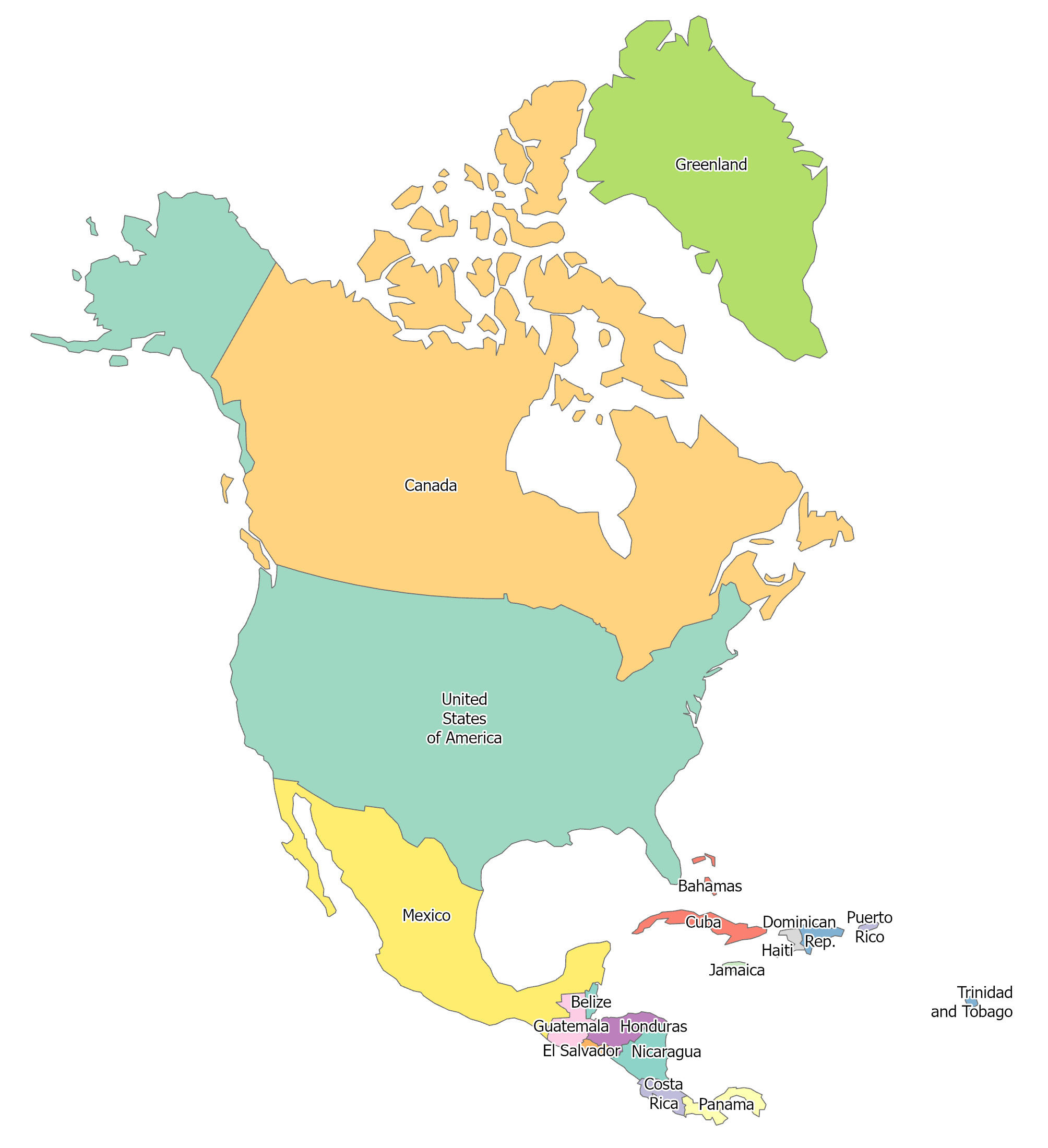 North America Blank Map And Country Outlines - Gis Geography within North America Continent Map Printable