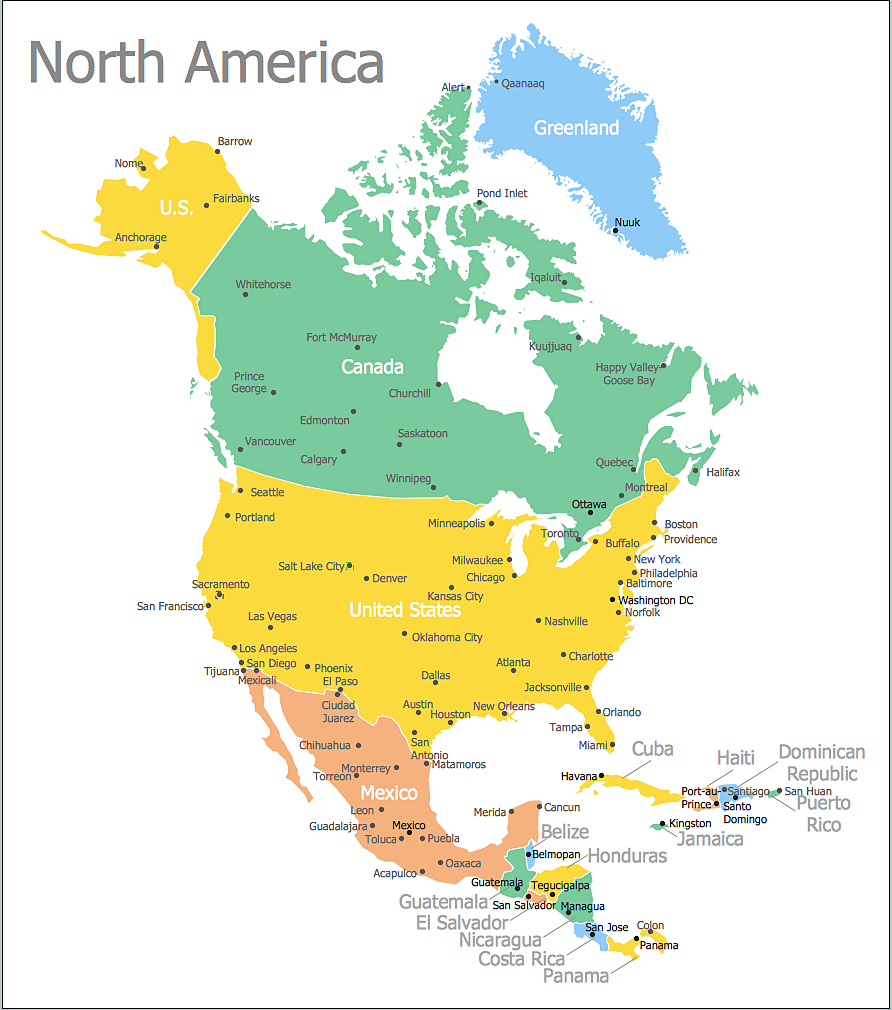 North America Map With Capitals - Template | How To Draw A Map Of intended for North America Continent Map Printable