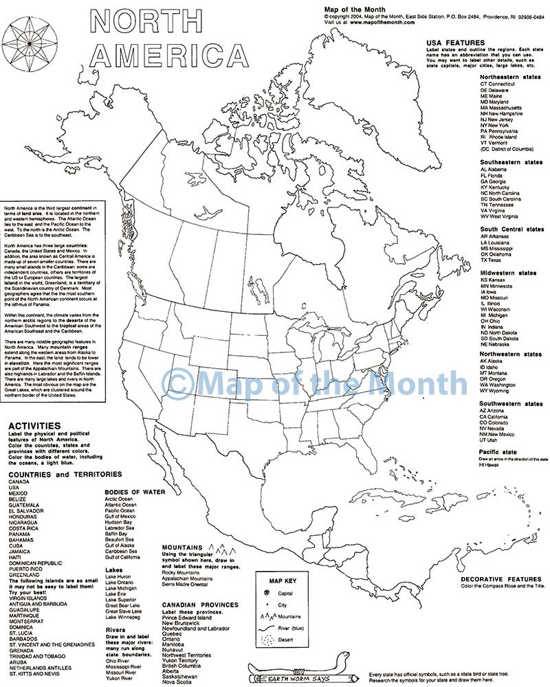 North America Map with regard to North America Continent Map Printable
