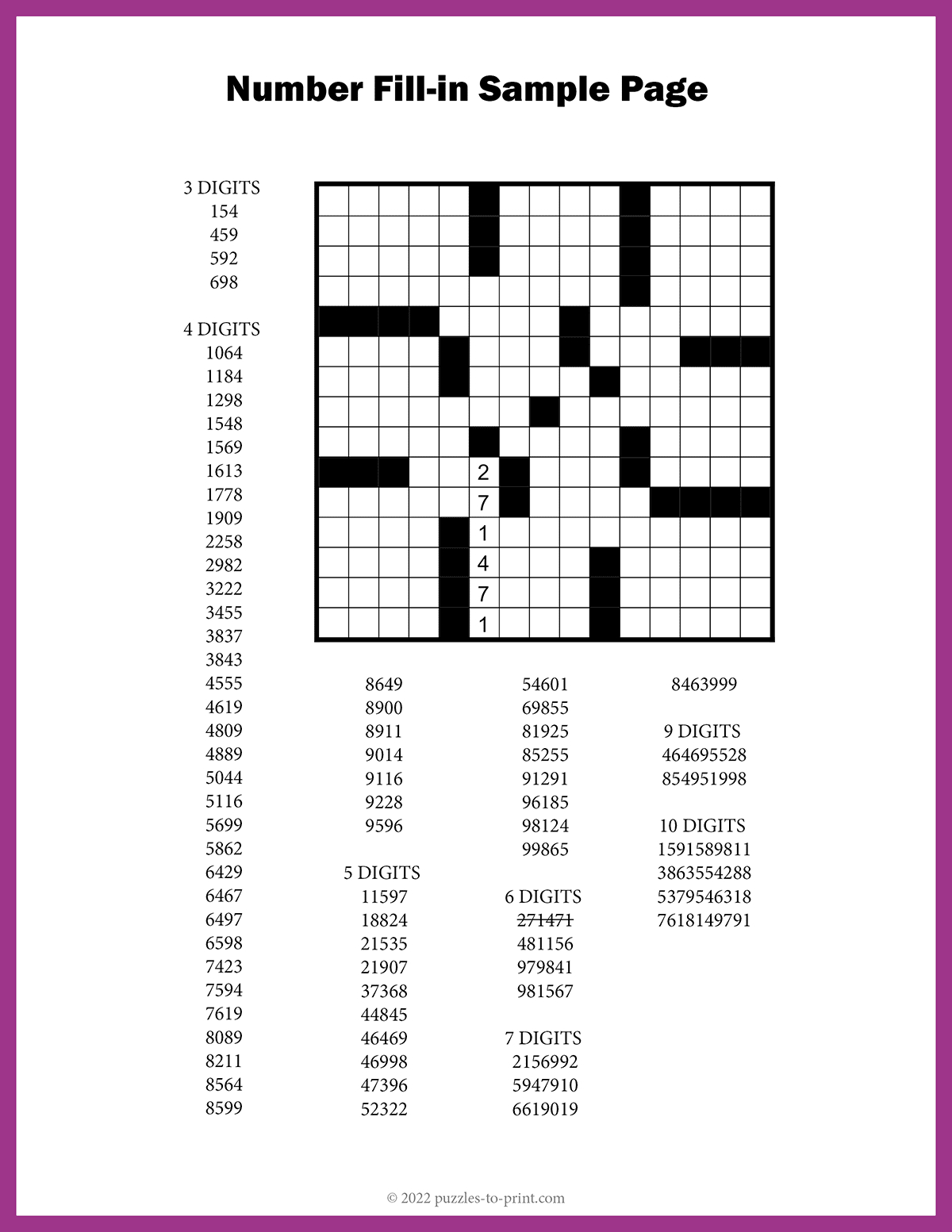 Number Fill In Puzzles with regard to Fill It in Puzzles Printable