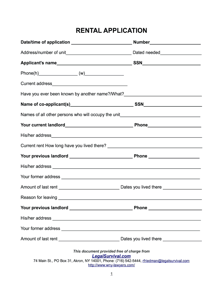 Ny Friedman Ranzenhofer Rental Application Form - Fill Online in Free Printable Basic Easy Rental Agreement