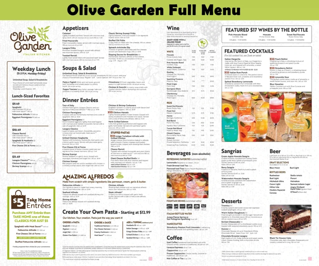 Olive Garden Menu With Price | Updated October 2025 pertaining to Olive Garden Lunch Menu Printable