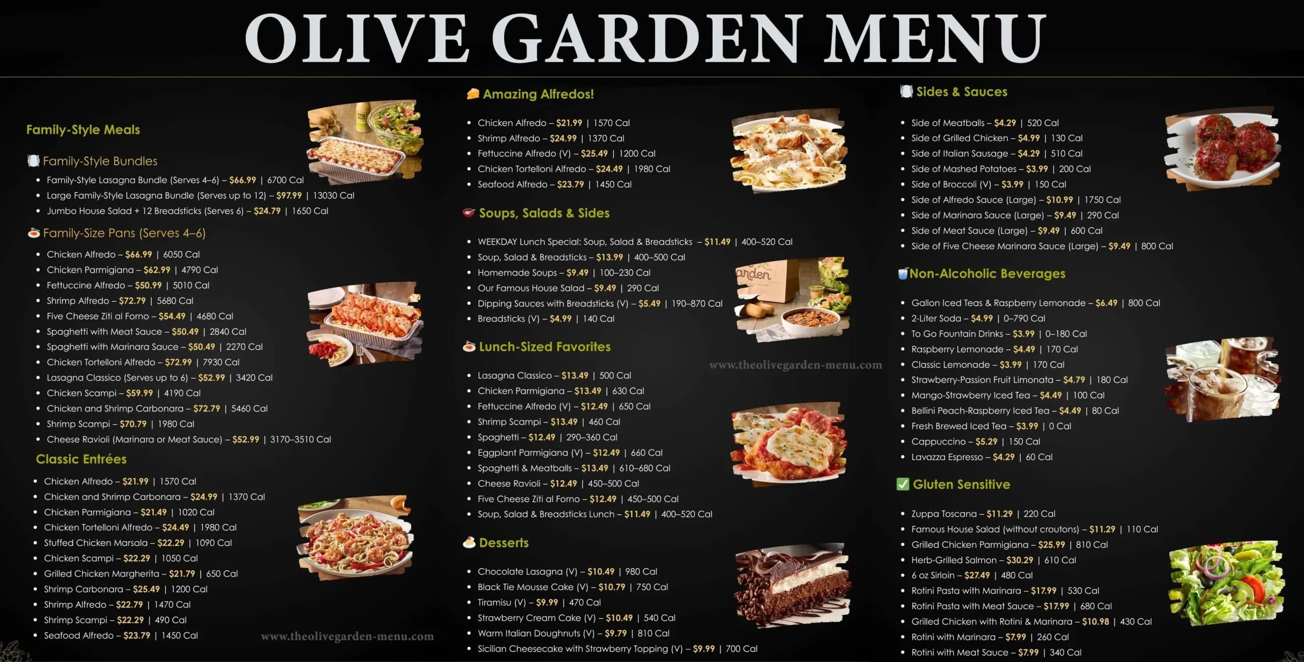 Olive Garden Menu With Prices & Pictures - 2025 Updated intended for Olive Garden Lunch Menu Printable