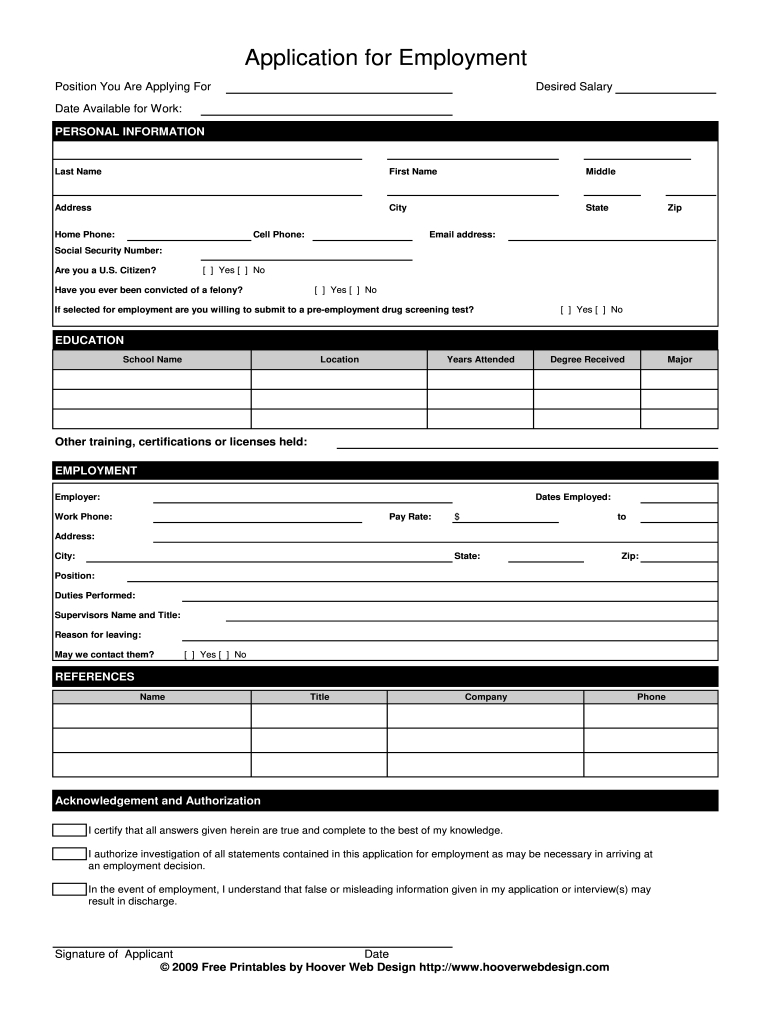 Online Application For Employment Form - Fill Online, Printable within Printable Generic Application For Employment