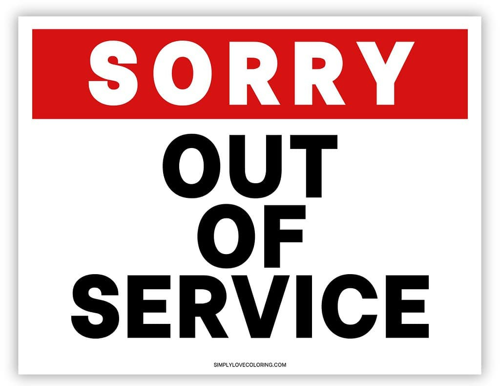 Out Of Service Printable Sign (Free Pdf Download) – Simply Love intended for Out Of Service Sign Printable