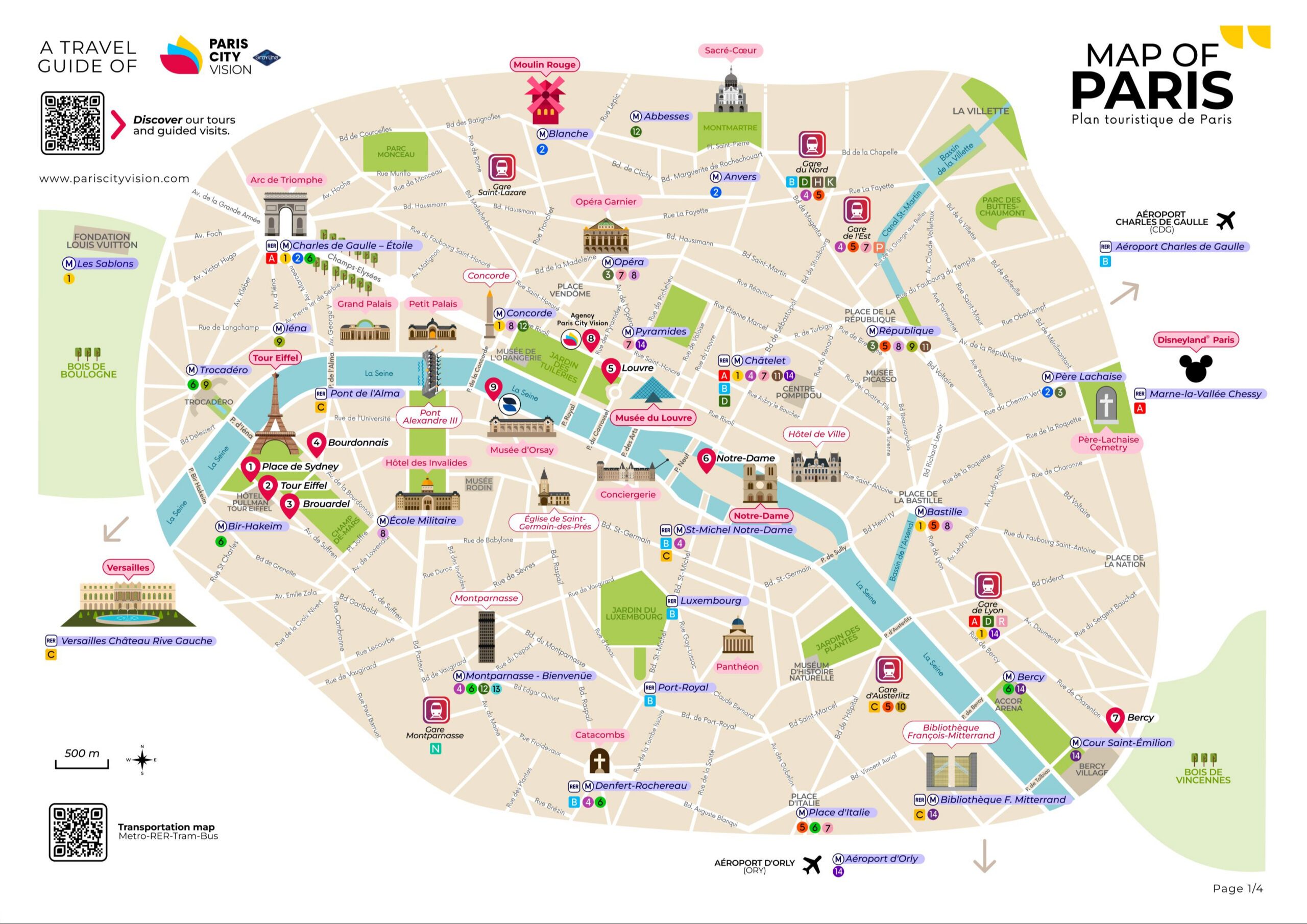 Paris Tourist Map: Downloadable Map - Pariscityvision throughout Printable Map Of Paris France