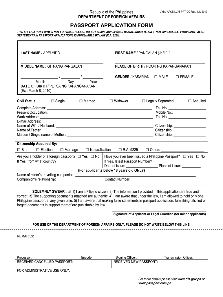Passport Application Form - Fill Online, Printable, Fillable for Printable Form For Passport Renewal