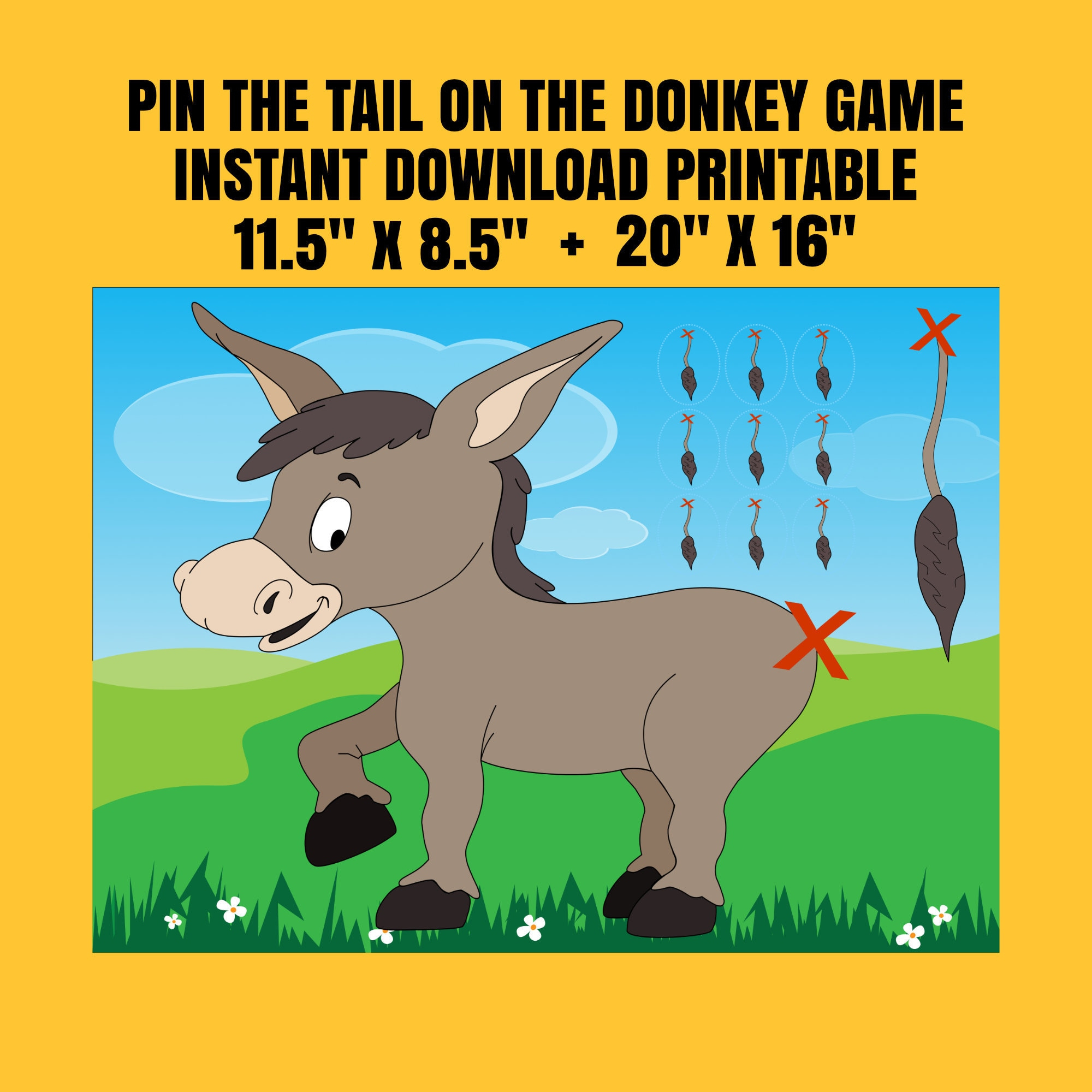 Pin The Tail On The Donkey Download Digital Printable - Etsy Canada intended for Printable Pin The Tail On The Donkey Game
