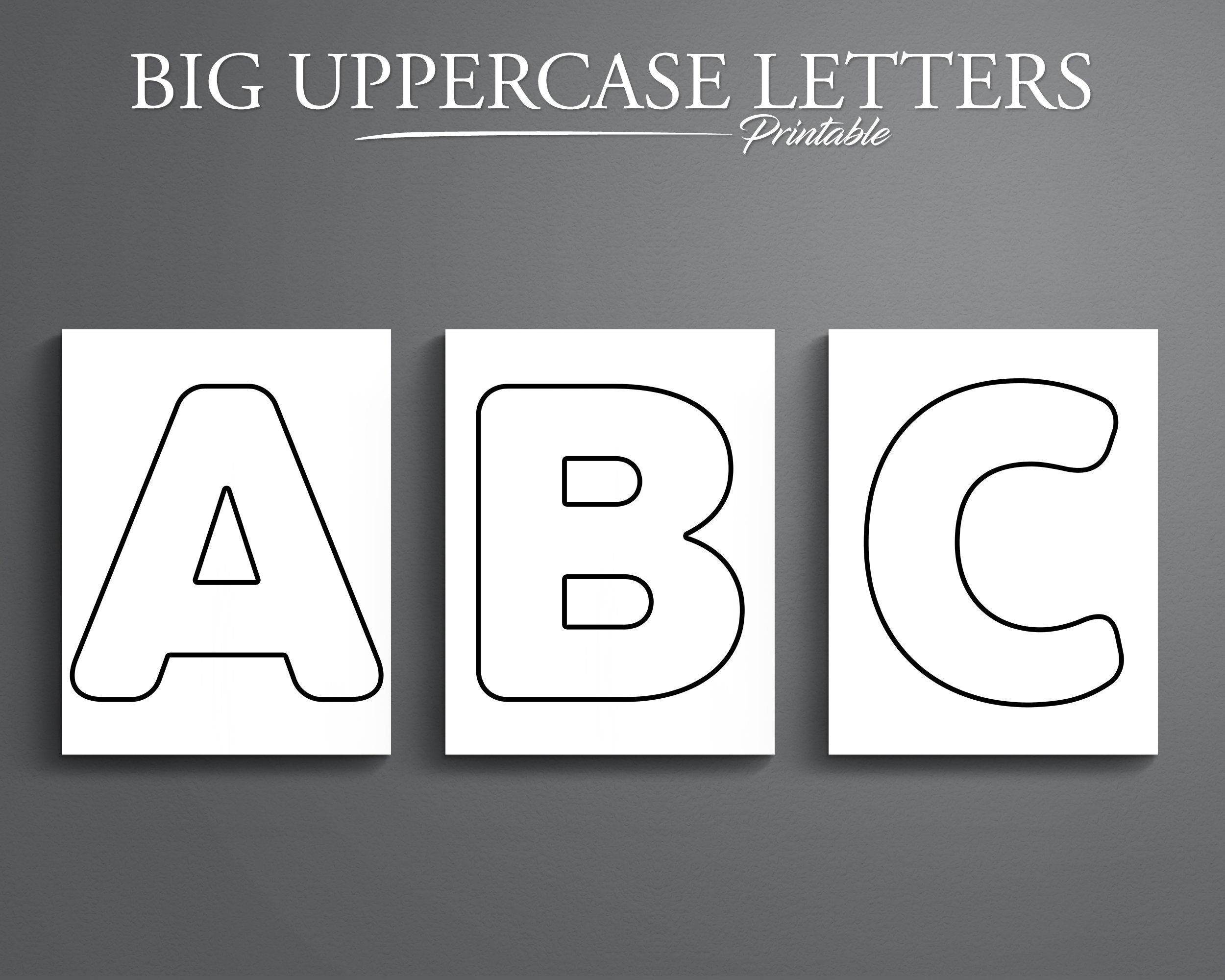 Printable Big Uppercase Letters. Printable Alphabet. 26 Pages. - Etsy regarding Large Printable Letters Of The Alphabet