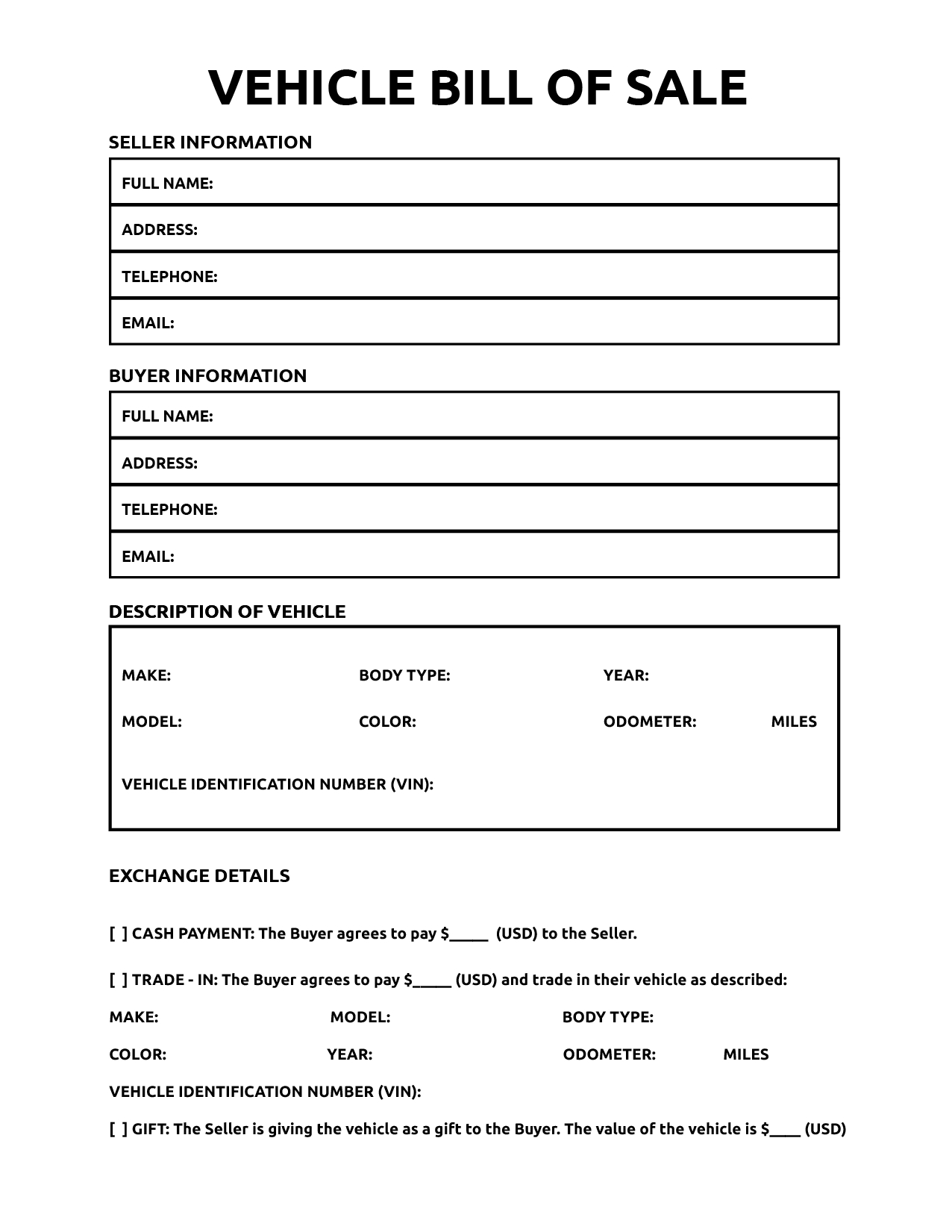 Printable Bill Of Sale For Vehicle - World Of Printables with regard to Printable Vehicle Bill Of Sale Form