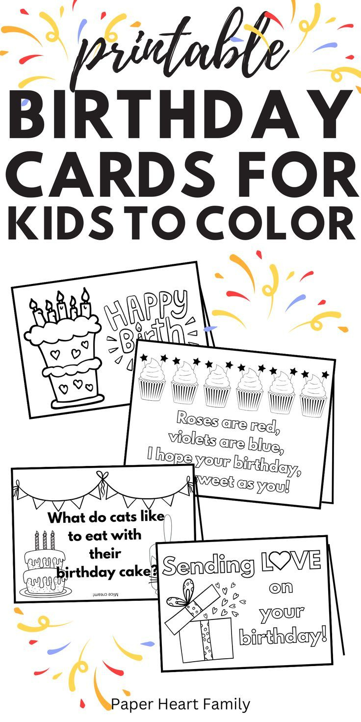 Printable Birthday Cards For Kids To Color regarding Free Printable Childrens Birthday Cards