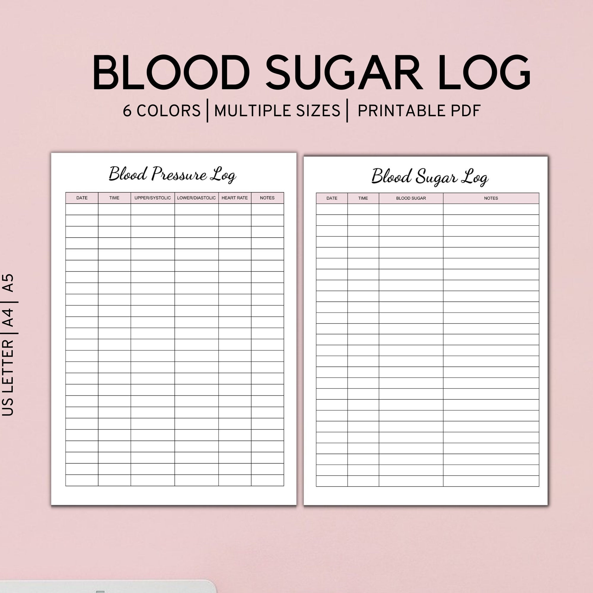 Printable Blood Sugar Log, Blood Pressure Log, Blood Sugar Log throughout Printable Blood Pressure And Blood Sugar Log Sheet