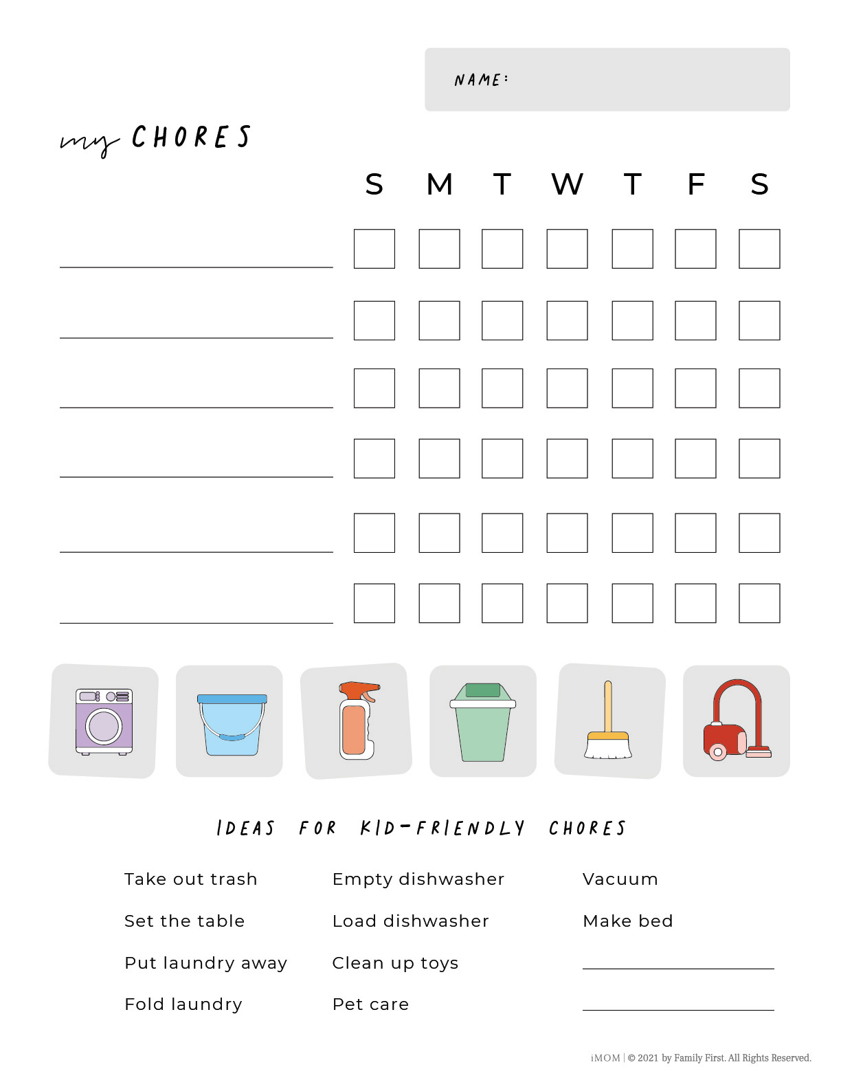 Printable Chore Chart For Kids - Imom with Children's Chore Chart Printable