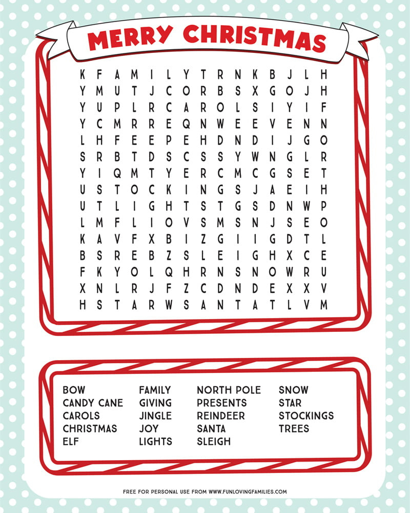 Printable Christmas Word Search - Fun Loving Families with regard to Free Printable Christmas Word Search