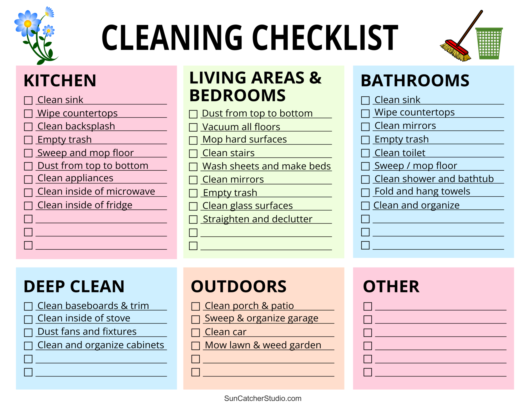 Printable Cleaning Schedule (Spring, Daily, & Weekly Checklists within Free Printable House Cleaning Checklist